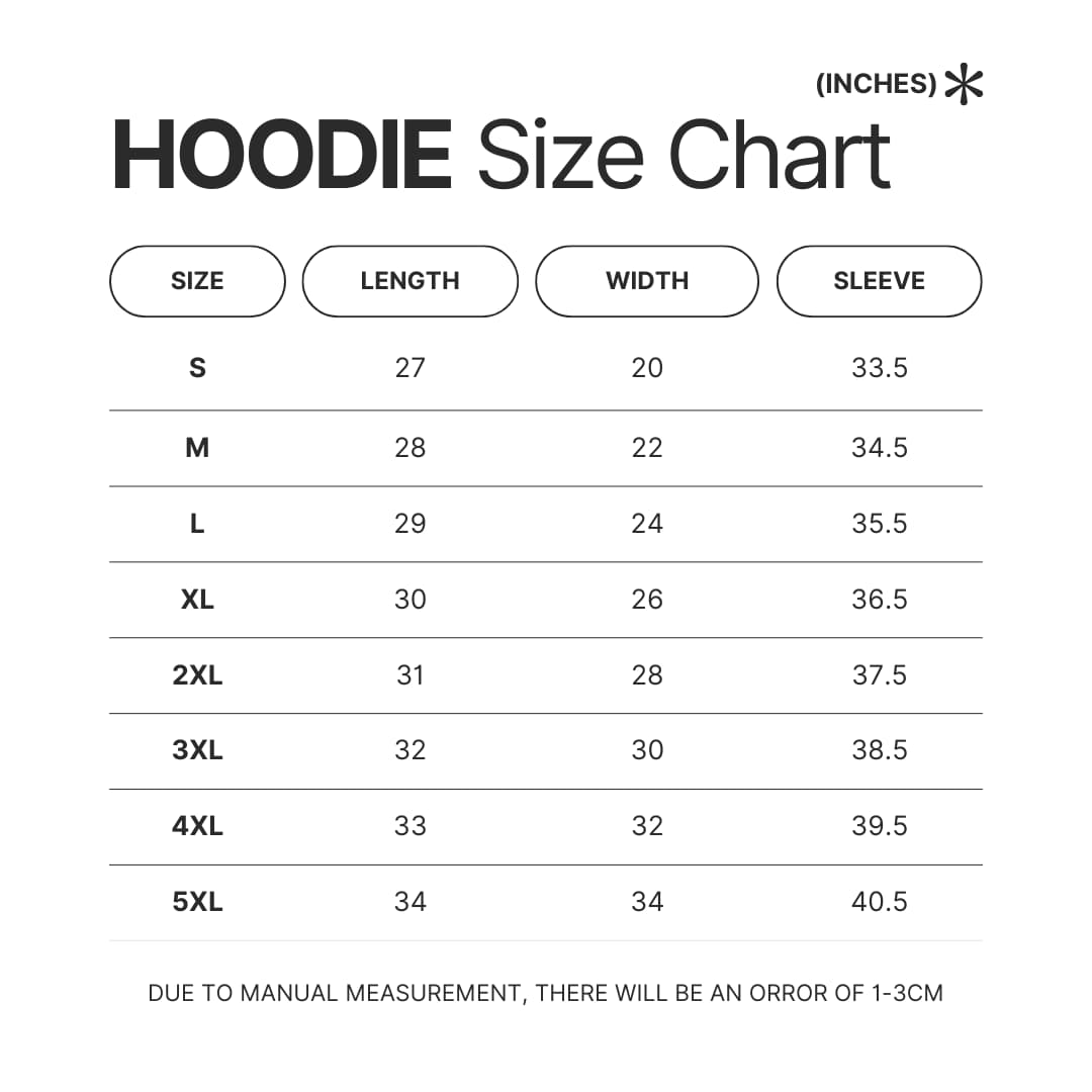 Hoodie Size Chart - Car Seat Headrest Store