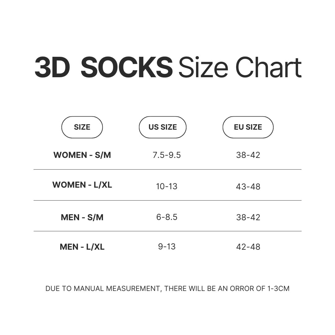 3D Socks Size Chart - Car Seat Headrest Store