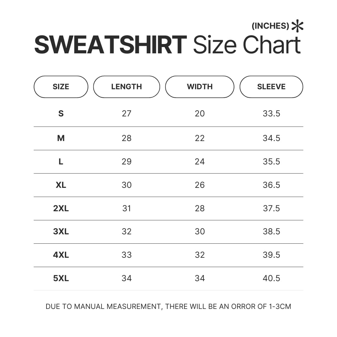 Sweatshirt Size Chart - Car Seat Headrest Store