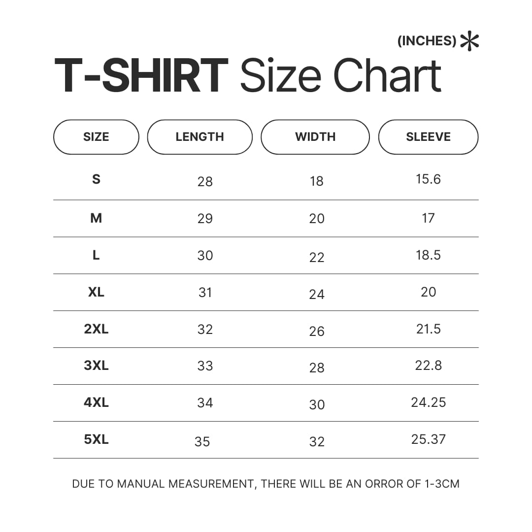 T shirt Size Chart - Car Seat Headrest Store